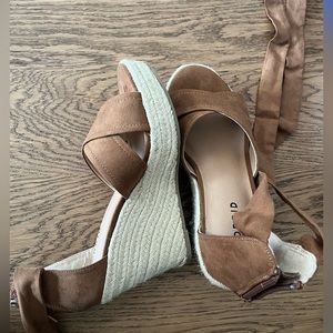 TORRID brown Lace up bow espadrille wedge